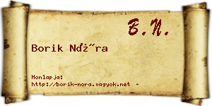 Borik Nóra névjegykártya